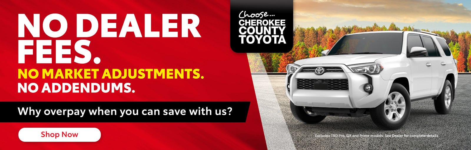 No Dealer Fees at Cherokee County Toyota