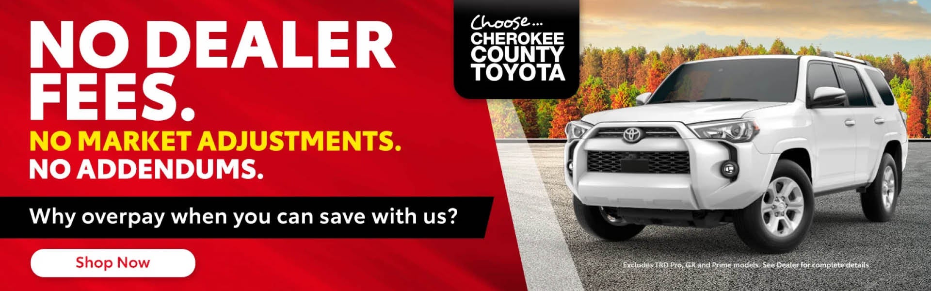 No Dealer Fees at Cherokee County Toyota